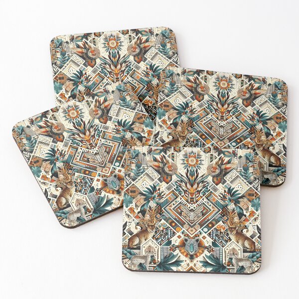 Item preview, African Wildlife Geometric Tribal Pattern Collage Art designed and sold by Apex Designs.