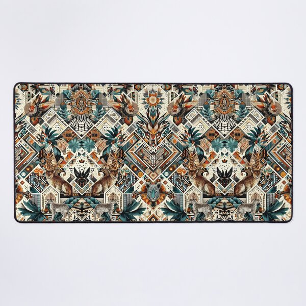 Item preview, African Wildlife Geometric Tribal Pattern Collage Art designed and sold by Apex Designs.