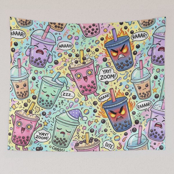 Item preview, Boba Tea Character Pattern designed and sold by Imaginarium of Chaos falcon88 .