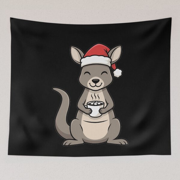Item preview, Cute Christmas Kangaroo Wearing Santa Hat With Cocoa designed and sold by k3rstman1.