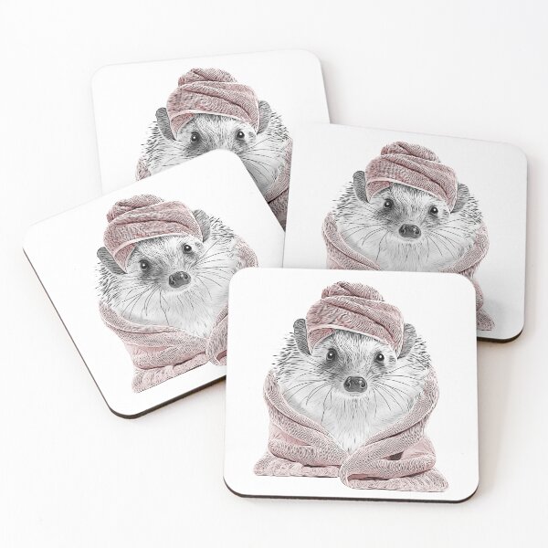 Item preview, Cute Hedgehog in Pink Bathrobe and Towel Turban designed and sold by PLisasPets.