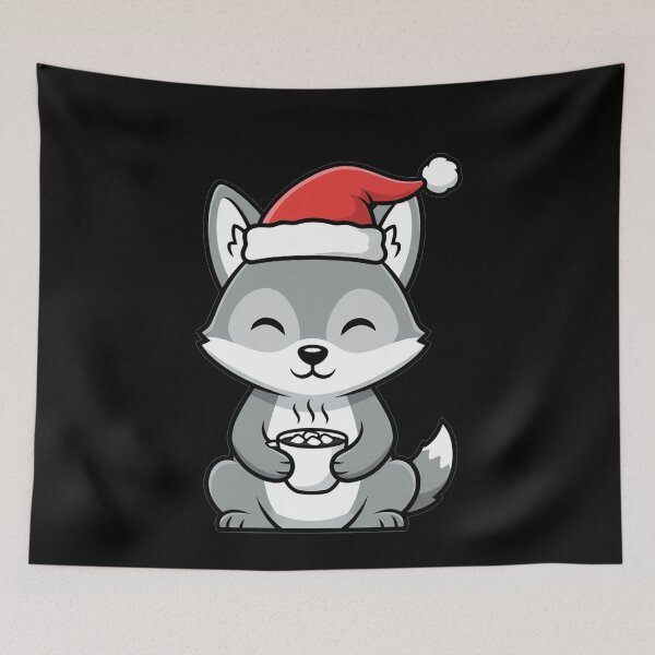 Item preview, Kawaii Christmas Wolf Drinking Hot Cocoa designed and sold by k3rstman1.