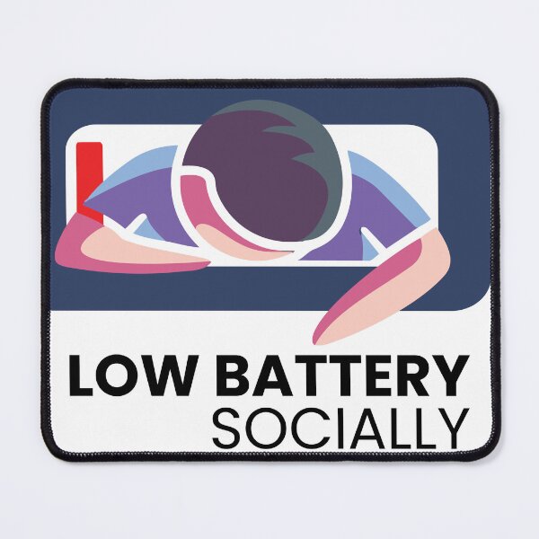 Item preview, low battery socially-introvert humor social battery design designed and sold by Graphink studio.
