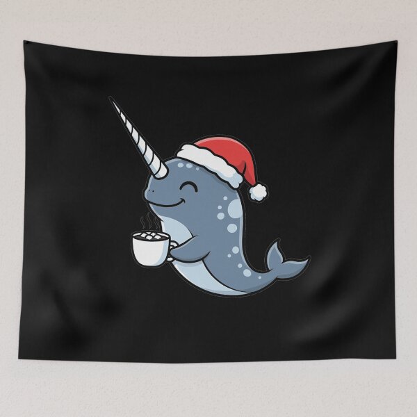Item preview, Kawaii Christmas Narwhal with Hot Cocoa designed and sold by k3rstman1.