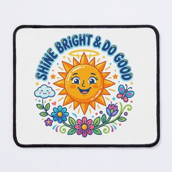 Item preview, Shine Bright & Do Good Smiling Sun Floral Illustration designed and sold by Owcomm.