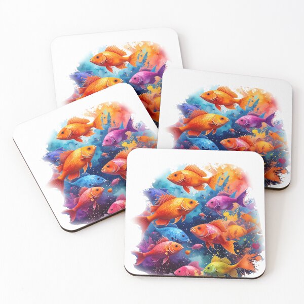 Artikelvorschau, Farbenfrohe Aquarellmalerei mit tropischen Fischen, Meeresmotiven und lebendigem Meeresleben entworfen und verkauft von icemanphotos.
