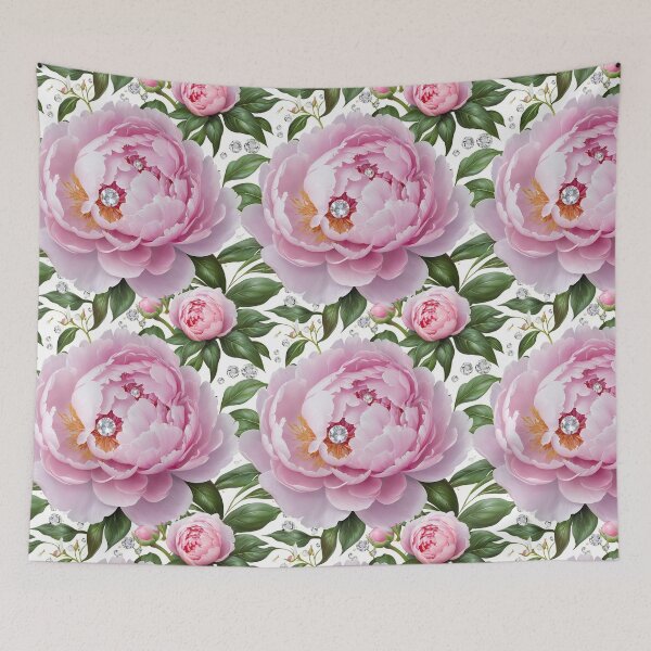 Item preview, Pink and White Peonies with Diamonds Floral Seamless Pattern designed and sold by Leylita Design.