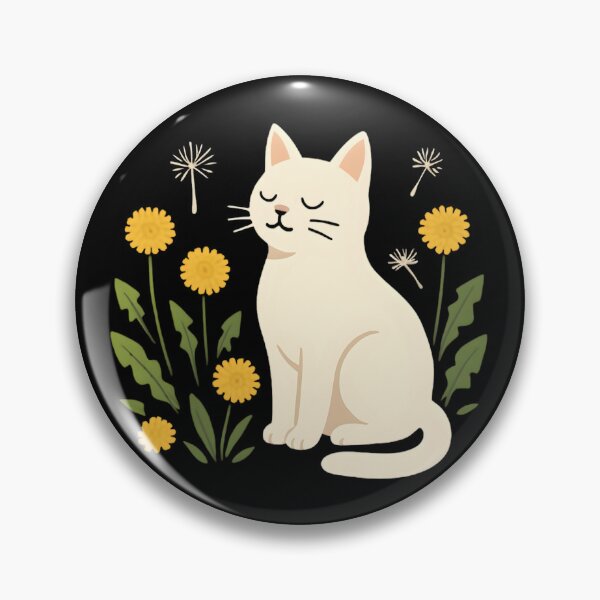 Item preview, White cat with a dandelion  designed and sold by uunaa.