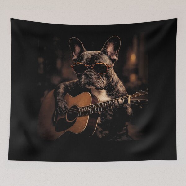 Item preview, Funny French Bulldog Guitar ,Bulldog Playing Guitar designed and sold by will freed18.