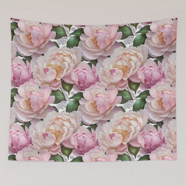 Item preview, Pink and White Peonies with Diamonds Floral Seamless Pattern designed and sold by Leylita Design.
