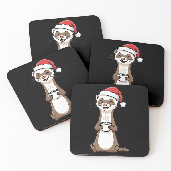 Item preview, Cute Christmas Ferret Wearing Santa Hat With Cocoa designed and sold by k3rstman1.