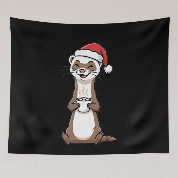 Item preview, Cute Christmas Ferret Wearing Santa Hat With Cocoa designed and sold by k3rstman1.