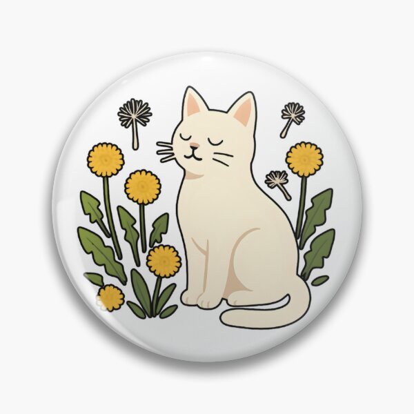 Item preview,  White cat with a dandelion  designed and sold by uunaa.