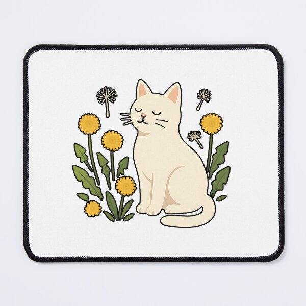 Item preview, White cat with a dandelion designed and sold by uunaa.