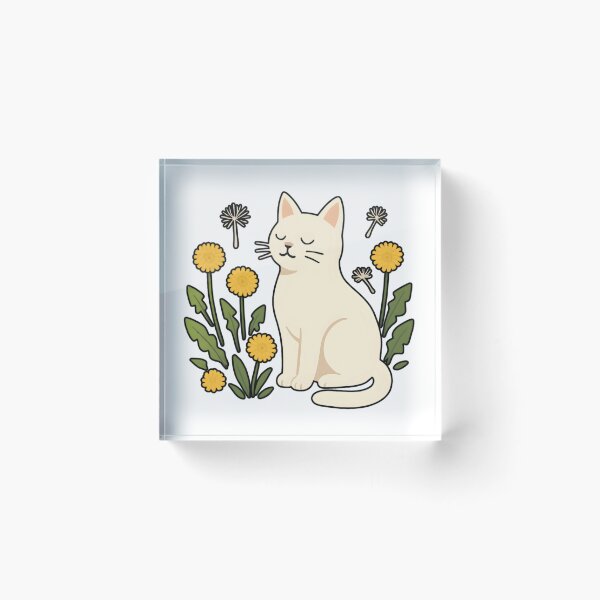 Item preview,  White cat with a dandelion  designed and sold by uunaa.