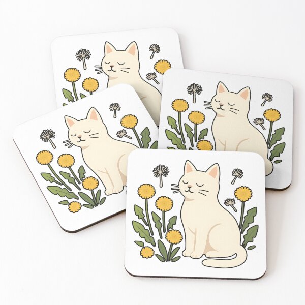 Item preview,  White cat with a dandelion  designed and sold by uunaa.