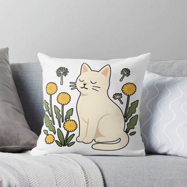 Item preview,  White cat with a dandelion  designed and sold by uunaa.