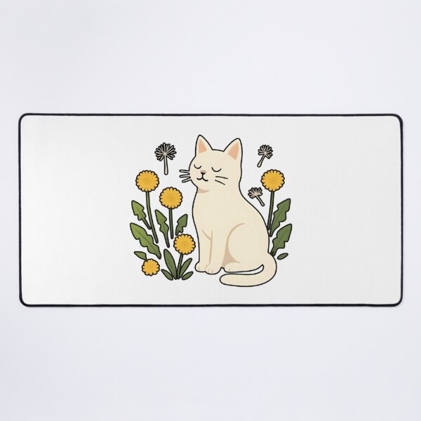 Item preview, White cat with a dandelion designed and sold by uunaa.