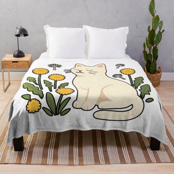 Item preview,  White cat with a dandelion  designed and sold by uunaa.