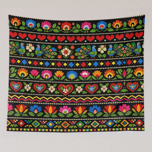 Item preview, Majestic Folk Peacock - Vibrant Floral Embroidery Seamless Pattern designed and sold by myforestfog.