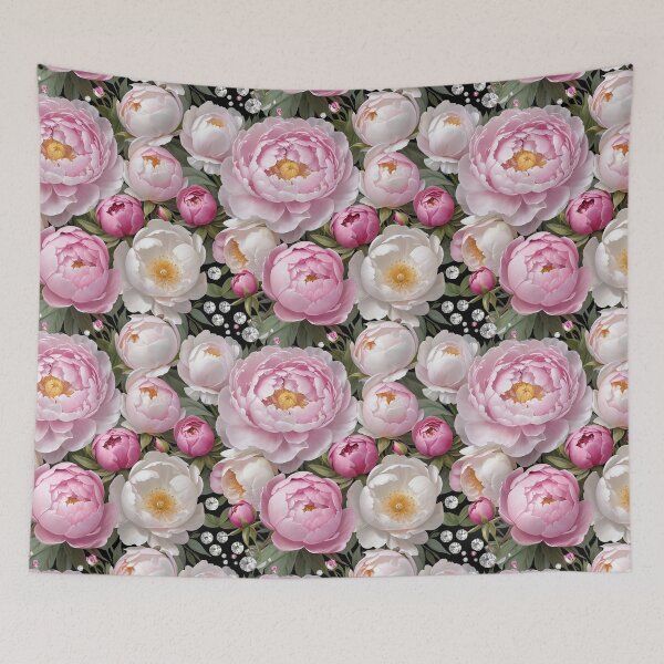 Item preview, Pink and White Peonies with Diamonds Floral Seamless Pattern designed and sold by Leylita Design.