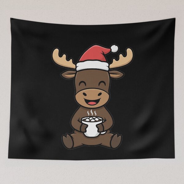 Item preview, Cute Christmas Moose Drinking Hot Cocoa Santa Hat designed and sold by k3rstman1.