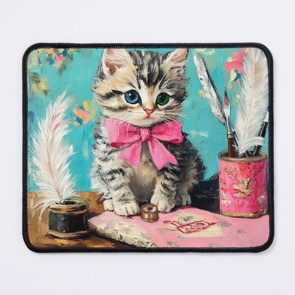 Item preview, Special Correspondent, whimsical tabby kitten art designed and sold by SophieClimaArt.