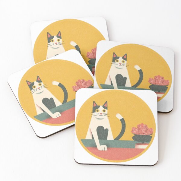 Item preview, Cute Mid Century Modern Cat Minimal Art designed and sold by mellow-koko.