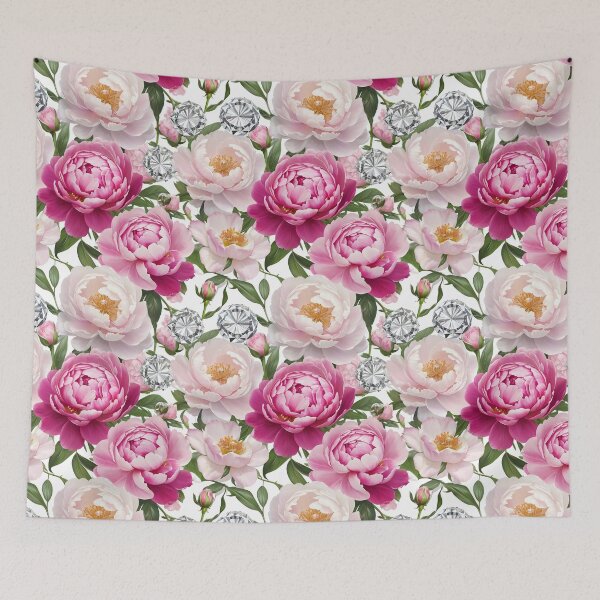 Item preview, Pink and White Peonies with Diamonds Floral Seamless Pattern designed and sold by Leylita Design.