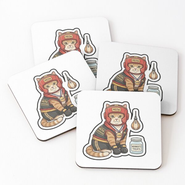 Item preview, Cute Boxing Champion Ginger Cat with Winner's Treats Sticker designed and sold by Purely Art Shop.