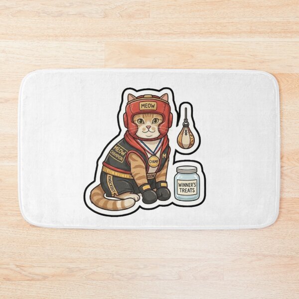 Item preview, Cute Boxing Champion Ginger Cat with Winner's Treats Sticker designed and sold by Purely Art Shop.