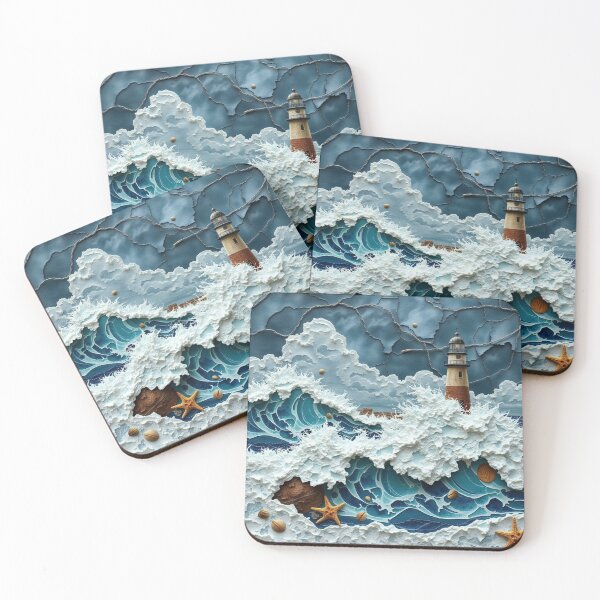 Item preview, Lighthouse Amidst Crashing Ocean Waves designed and sold by purplesensation.
