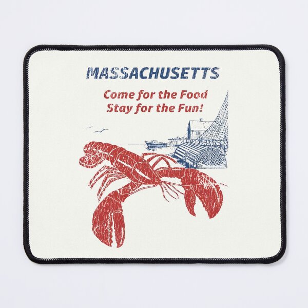 Item preview, Massachusetts Lobster food and fun - 1970s vintage travel - aged, worn print designed and sold by retropetrol.