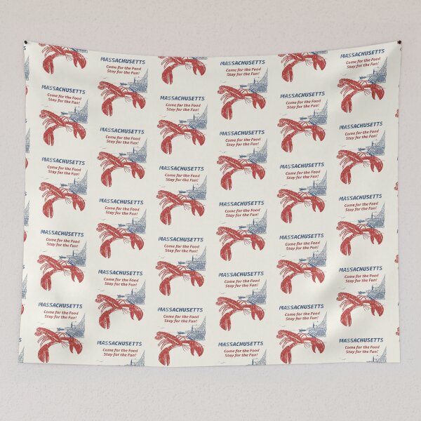 Item preview, Massachusetts Lobster food and fun - 1970s vintage travel - aged, worn print designed and sold by retropetrol.
