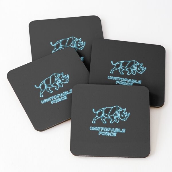 Item preview, Unstoppable Force Blue Neon Rhino Geometric Glow designed and sold by Owcomm.