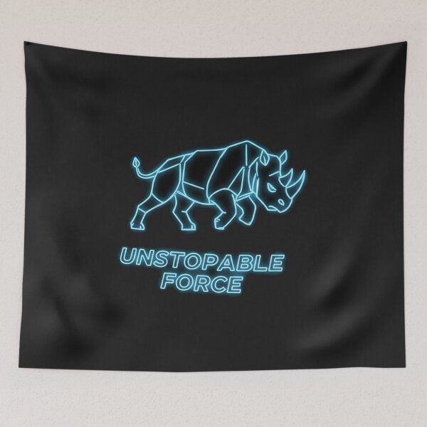 Item preview, Unstoppable Force Blue Neon Rhino Geometric Glow designed and sold by Owcomm.