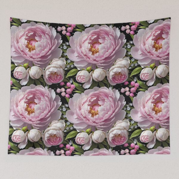 Item preview, Pink Peonies and Roses with Diamonds Floral Seamless Pattern designed and sold by Leylita Design.