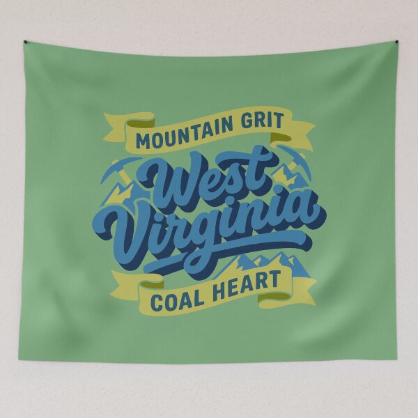 Item preview, Vintage West Virginia Mountain Grit Coal Heart Retro Appalachian Script designed and sold by Cozy-Old-Pub.