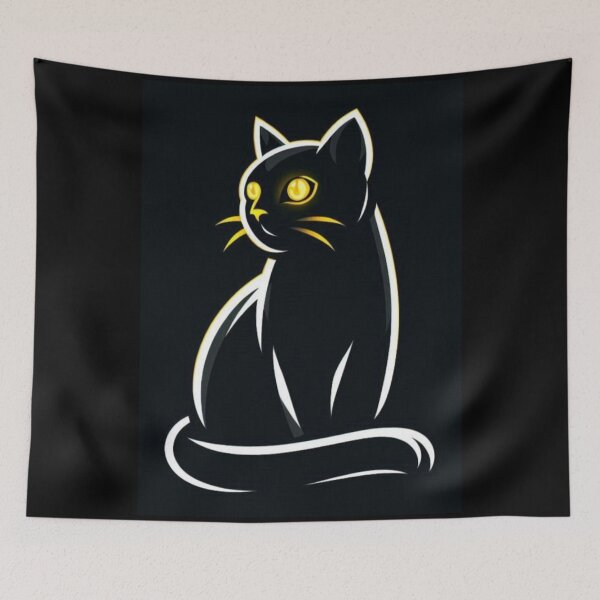 Item preview, Mystic Black Cat – Glowing Eyes Artwork designed and sold by Dogandesighn.