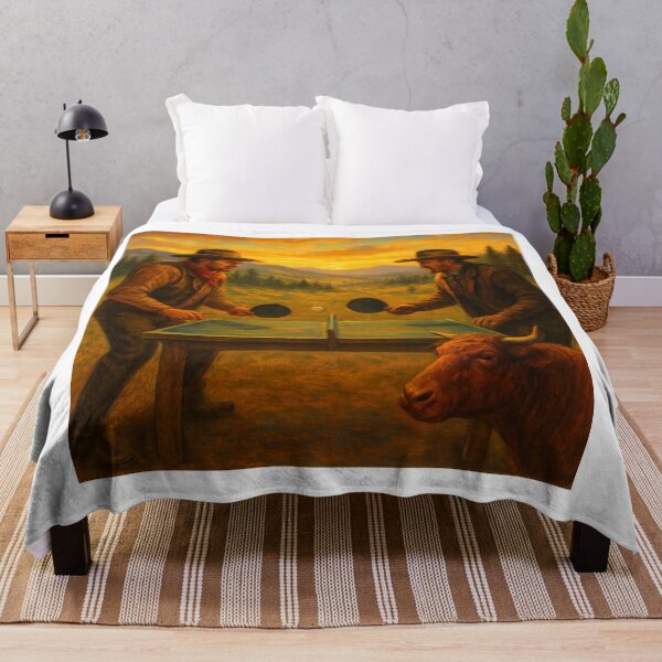 Item preview, Table Tennis Cowboys: High Noon Ping Pong Surreal Western Art T-Shirt designed and sold by OhMyPingCo.