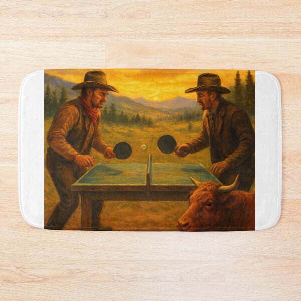 Item preview, Table Tennis Cowboys: High Noon Ping Pong Surreal Western Art T-Shirt designed and sold by OhMyPingCo.