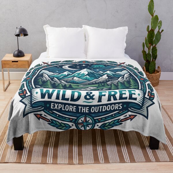 Item preview, Wild & Free - Explore the Outdoors Mountain Badge designed and sold by Owcomm.