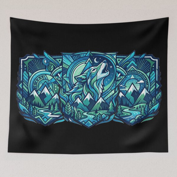 Item preview, Howling Wolf Geometric Wilderness Scene designed and sold by Owcomm.