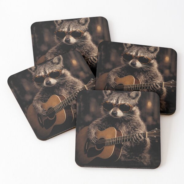 Item preview, Funny Raccoon Playing Guitar sunglasses in the street  designed and sold by will freed18.