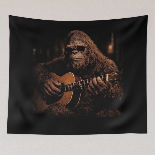 Item preview, Funny Bigfoot Playing Guitar sunglasses in the street designed and sold by will freed18.