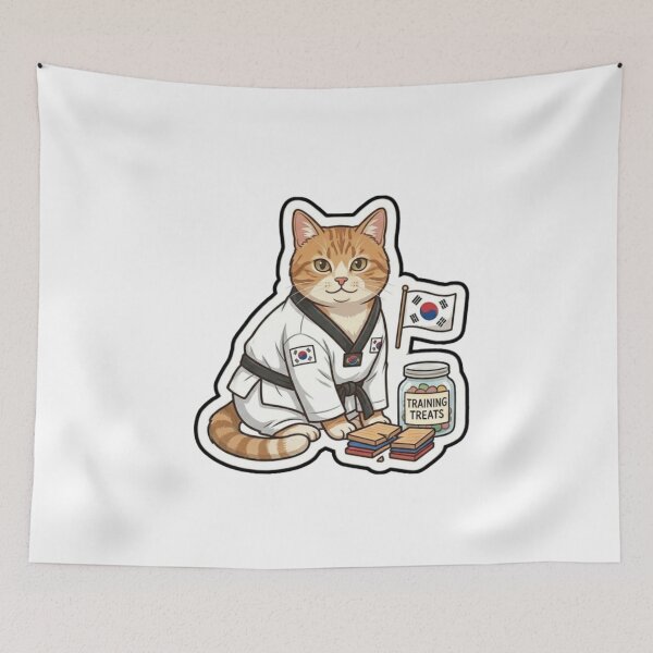 Item preview, Cute Taekwondo Ginger Cat Black Belt Master Sticker designed and sold by Purely Art Shop.