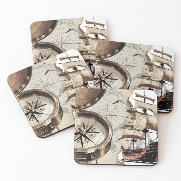Item preview, Map, ship and compass, retro design designed and sold by TanyaLovus.