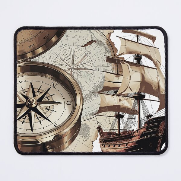 Item preview, Map, ship and compass, retro design designed and sold by TanyaLovus.