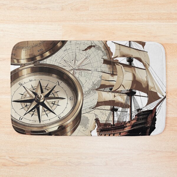 Item preview, Map, ship and compass, retro design designed and sold by TanyaLovus.