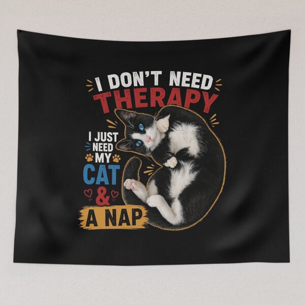 Item preview, I Don’t Need Therapy Funny Cat Meme | I Just Need My Cat And A Nap Humor Design designed and sold by IdentityThread.